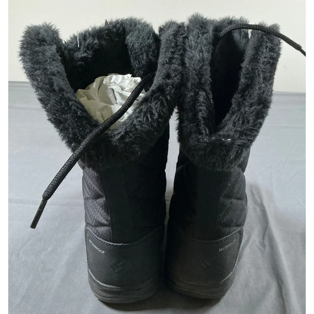 Columbia Ice Maiden II Black Waterproof Winter Boots Faux Fur Womens 6.5